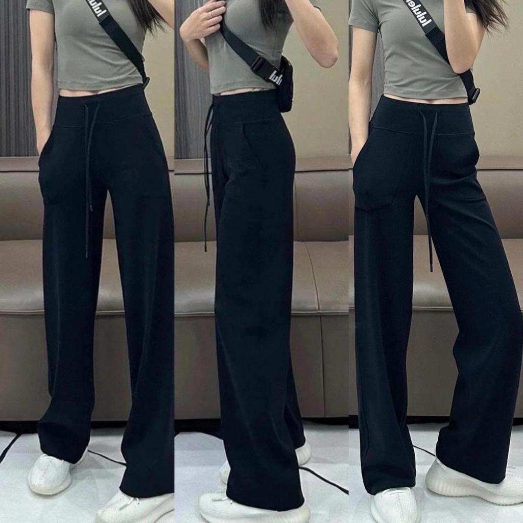 LULU Throwback Yoga Pants: High Waist, Hip-Lifting, Wide Leg, Casual Drawstring
