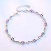 925 Sterling Silver Jewelry Bracelet High Quality Retro Fashion Woman Purple Crystal Four Prong DIY Bracelet Length 20.5CM