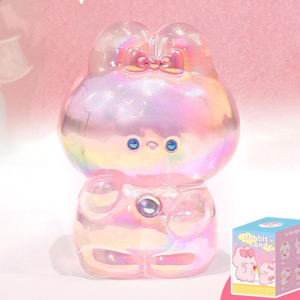 Statue Pink Rabbit Mini Ornaments Candy Color Cartoon Model Toy Micro Landscape Ornaments