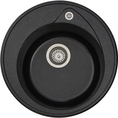 Встраиваемая мойка RONDA из SMC BLACK GLITTER - 06, 1 чаша, габариты. Ø 49 см, опорожнение вручную