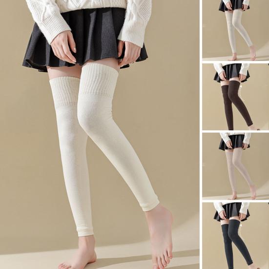 1 пара женских зимних чулок, трикотажные защищающие ноги, теплые, морозостойкие, без пальцев, эластичные, противоскользящие, теплые, мягкие, облегающие, гетры, носки до бедра, чехлы для ног