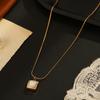 European and American Ins Style Square Titanium Steel Necklace Women's 14k Gold-plated Niche Design Temperament Versatile Shell Pendant