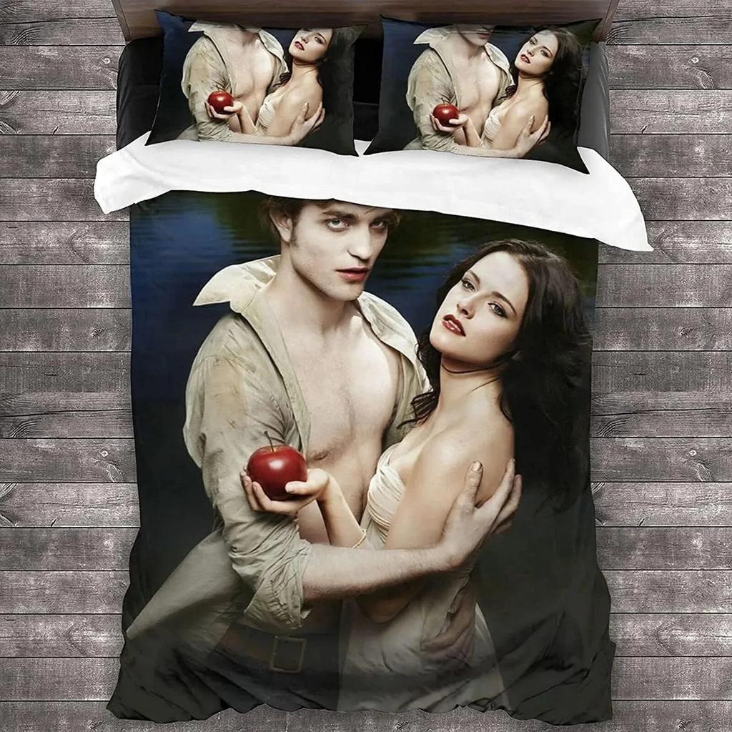 2/3pcs 3D T-Twilight-S S-Saga Duvet Cover and Pillowcases, Bella Vampire Teen and Adult Bedding Set, Gift for Boys and Girls