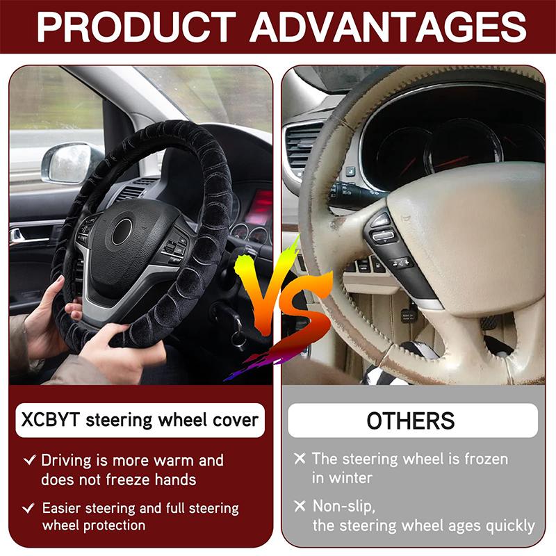 Зимний мягкий теплый чехол на руль автомобиля, универсальный автомобильный интерьер, Стайлинг, украшение, чехол на руль, автоаксессуары
