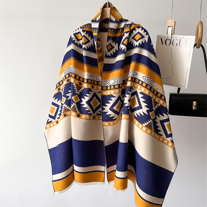 New Shawl Warm Winter Scarf Hijab Women Print Plaid Cashmere Pashmina Thick Wrap Head Neck Foulard Luxury Blanket Echarpe