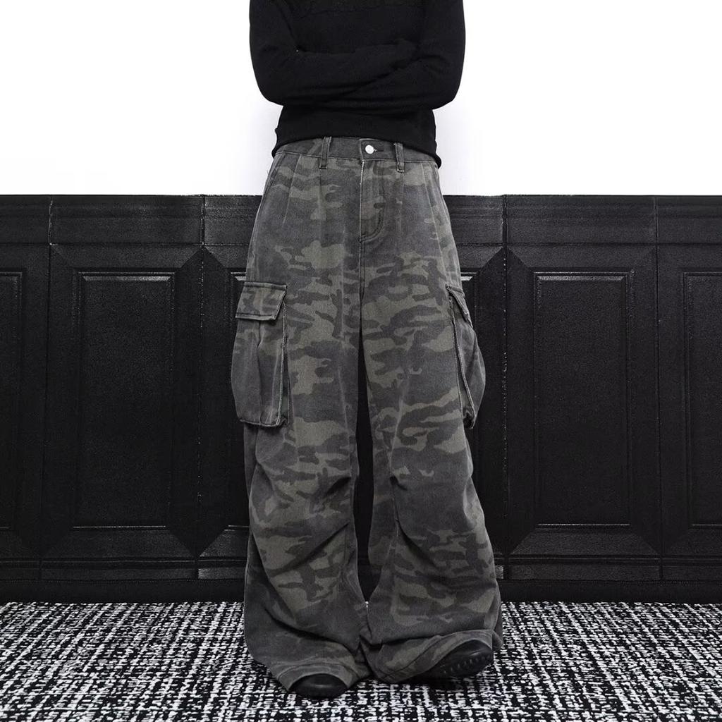 Осень и зима Новые американские джинсы High Street Washed Light Color для мужчин и женщин Прямые слегка расклешенные свободные широкие брюки