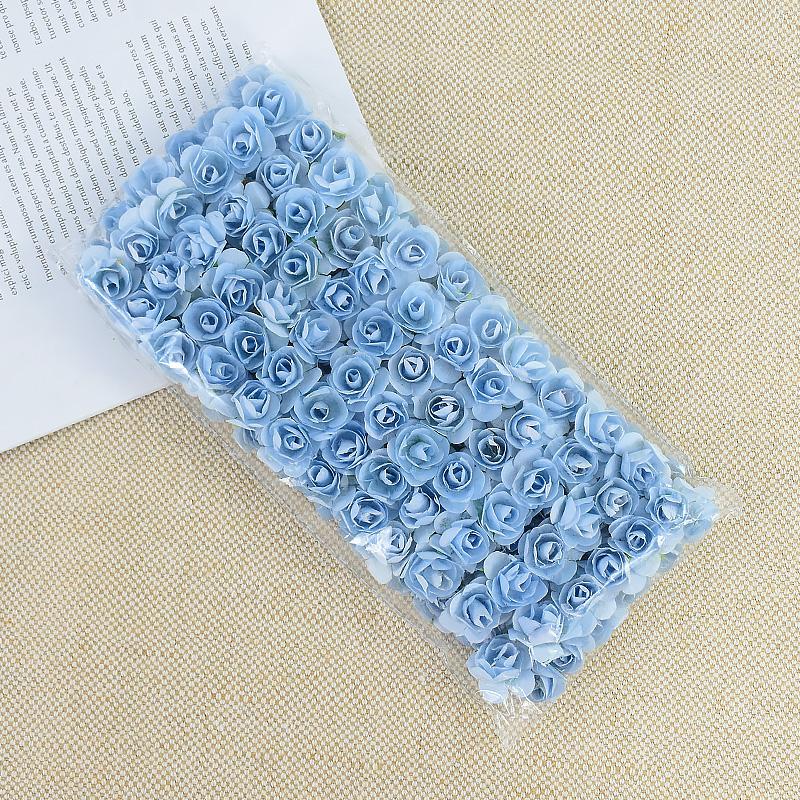 144/288pcs 2cm Mini Paper Rose Artificial Flowers Bouquet For Wedding Home Decoration DIY Scrapbooking Crafts Fake Plants Wreath