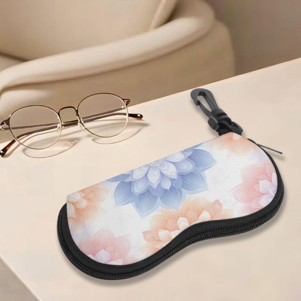 2D-Elegant Floral Printed Eyewear Pouch, Protective Sunglasses Case for Women, Portable Soft Fabric Glasses Holder, Lightweight Travel Organizer Acces