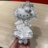 Плюшевая кукла Лолита Кошка с кружевным бантом и пуговицей-сердечком для брелока на ключи в машину