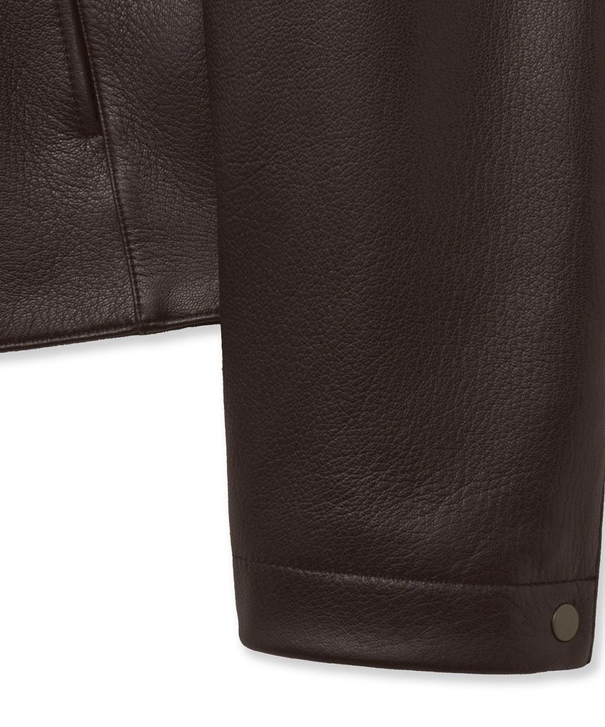 Noirer Goat Shrunken Leather Jacket (Brown)