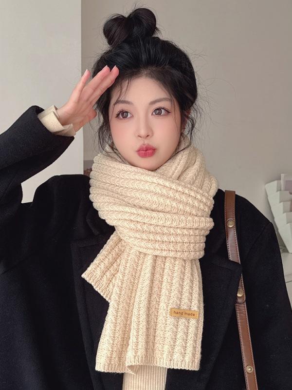 2024 универсальный вязаный красный шерстяной шарф женский зимний элитный новогодний подарок парный шарф