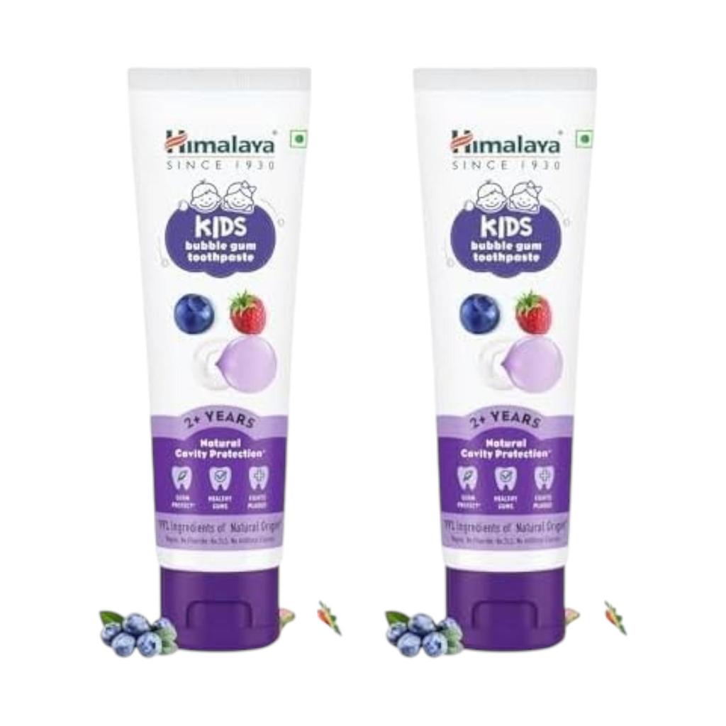 Himalaya Детская зубная паста Бабл Гам 80 г Упаковка из 2 штук Без фтора Защита от кариеса для детей 2-12 лет