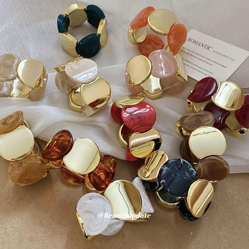 Acrylic Round Spliced Elastic Rope Bracelet European and American Fashion Simple Bracelet Personalized Niche Design Jewelry for Women
