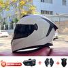 Full Face Motorcycle Helmet With Bluetooth Intercom Men Women Riders ABS Material Dual Visor Winter Use