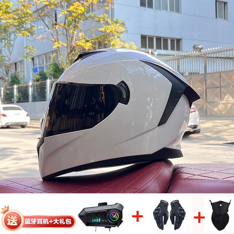 Full Face Motorcycle Helmet With Bluetooth Intercom Men Women Riders ABS Material Dual Visor Winter Use
