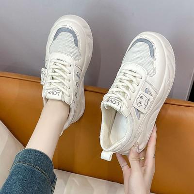 Летняя полая обувь на толстой подошве, белая, новая, сетчатая, дышащая, студенческая, женская обувь, увеличивающая рост, сетчатая, модная, повседневная обувь-маффины