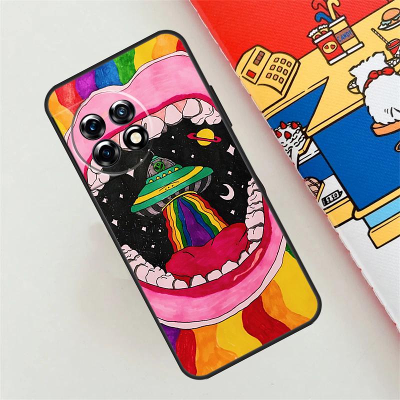 Aesthetics Cartoon Alien Space Case For OnePlus 12R 12 11 10 9 Pro 10R 9R 8T 10T Nord 3 2 CE 4 Lite N10 N20 N30 Back Cover