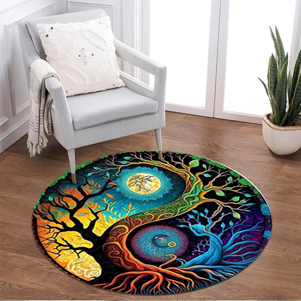 1pc Yin Yang Tree Design Non Slip Home Carpet Living Room Decoration Gift Idea