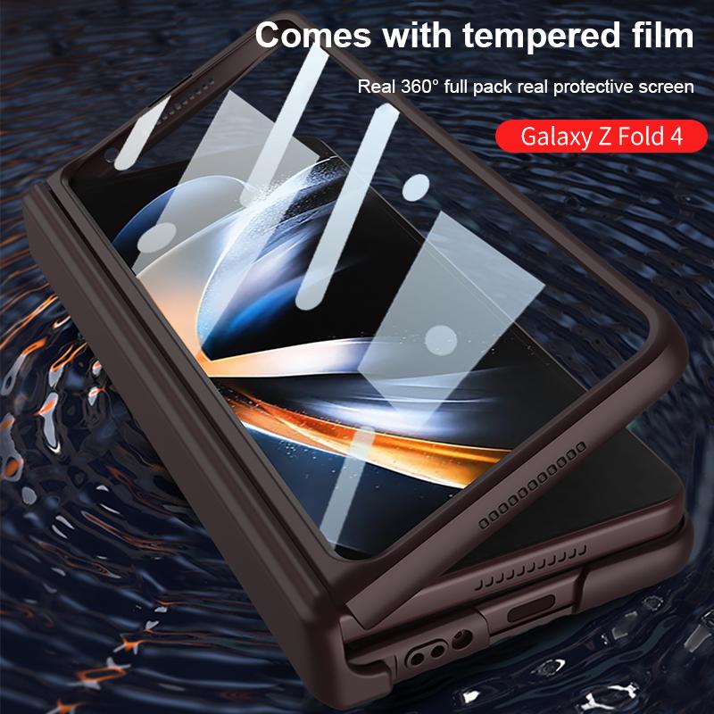 Чехол для Samsung Galaxy Z Fold 4 5g, магнитный шарнир, слот для ручки, подставка, жесткий чехол с защитным стеклом для экрана для Samsung Z Fold4