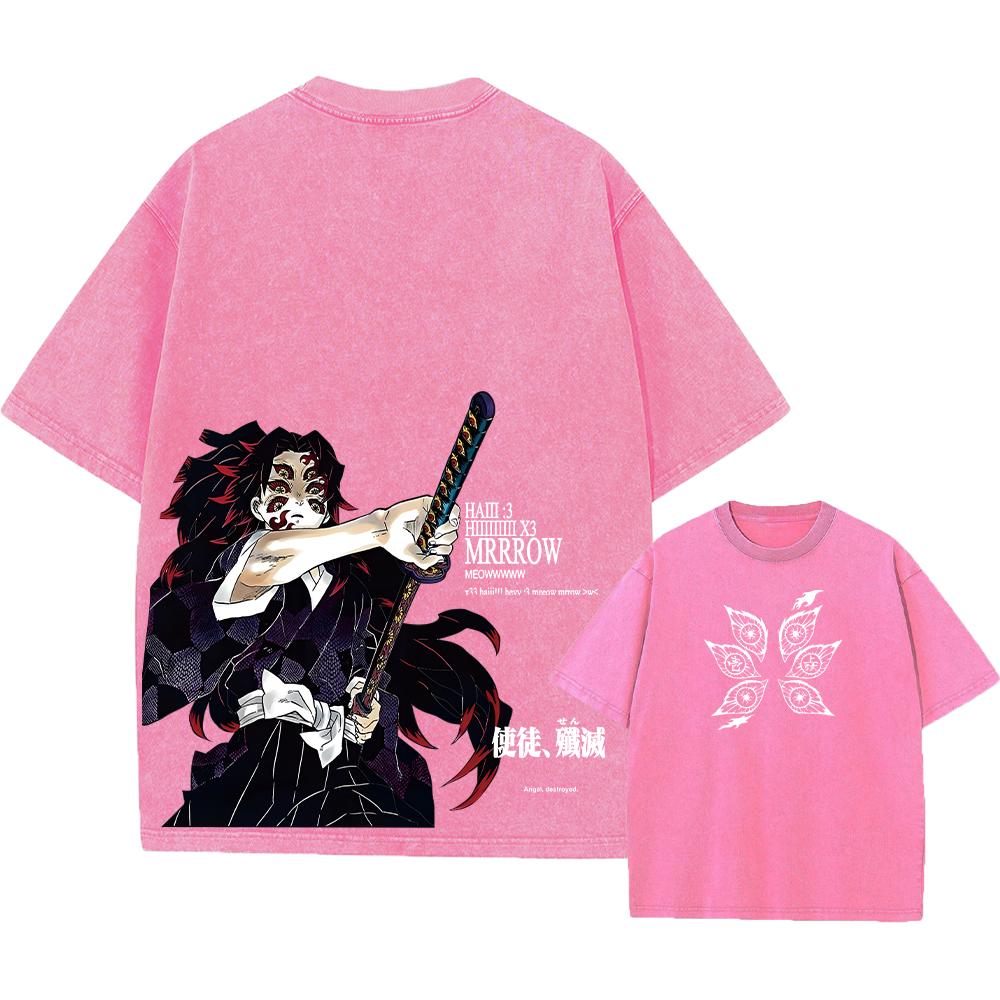 Футболка с принтом «Стираная» Аниме «Убийца демонов» Хлопковая мужская винтажная футболка с рисунком Футболка в уличном стиле Футболки Одежда