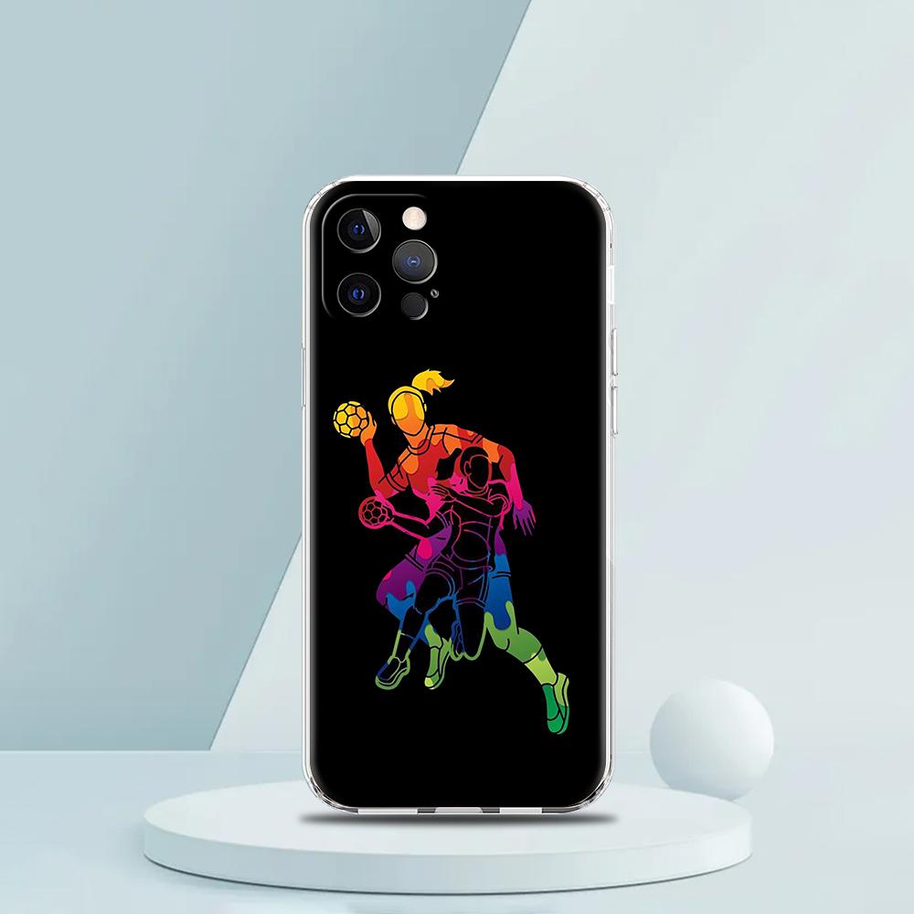 Для iPhone 15 16 14 13 12 mini 11 Pro Max XS X XR SE 7 8 Plus Силиконовый Прозрачный Чехол Гандбол Спорт Роскошный Чехол для Телефона