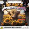 Cow Theme Duvet Cover Set - 2/3pcs, Soft Comfortable Breathable Sunflower Print Bedding, Farm Animal Print Comforter Cover Set, 100% Polyest