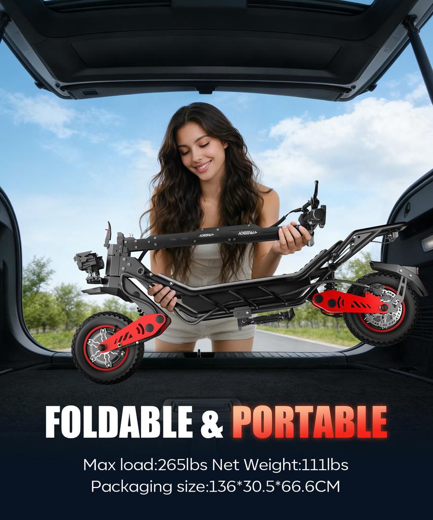FREEBOY H10 E-Scooter Gift Toolbox 3000W*2 60V28AH Speed 75km/h 12" Tires Electric Scooter Hydraulic Braking
