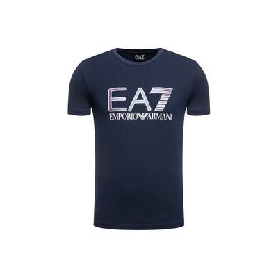 Мужская футболка EA7 с принтом логотипа, круглым вырезом и короткими рукавами, топ, темно-синий, 3HPT15-PJ02Z-1554