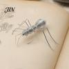 Electroplated Silver Finish Miniature Metal Ant Figurine, Hollow-Out Insect Sculpture with Finish, Minimalist Solid Wood Style Accessory Desk