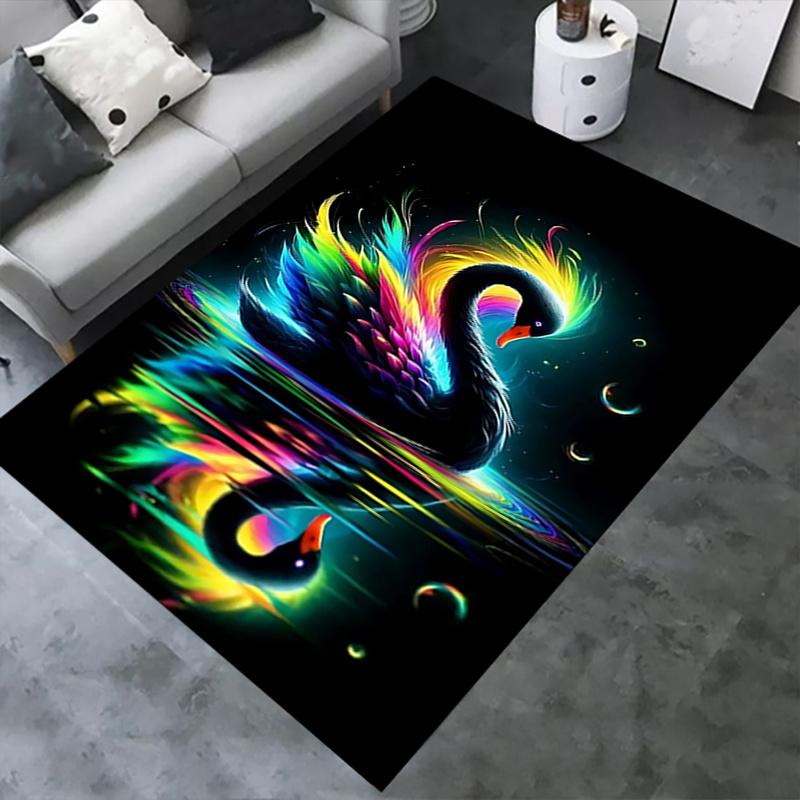 Colorful Swan Chair Mat Office Carpet, Oversized Rug for Home Decor, Sofa Mat, Desk Pad Gift, Suitable for Bedroom, Living Room, Various Rooms