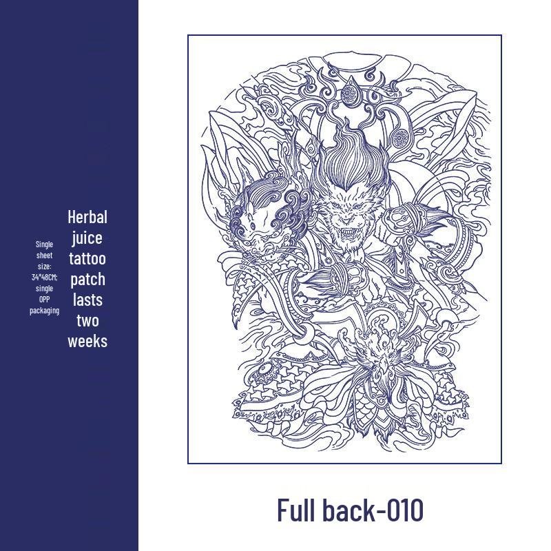 Waterproof Men's Herbal Tattoo Stickers: Full & Half Back, Long-Lasting, Large Floral Designs for Chest & Arm.