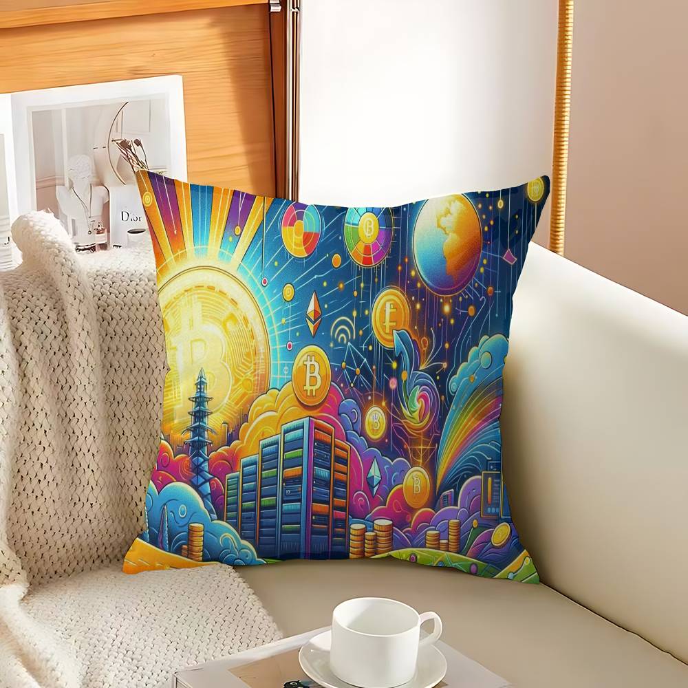 B-Bitcoin Cushion Cover Pillowcase Upholstery Sofa Throw Pillow Home Decor Pillowcas