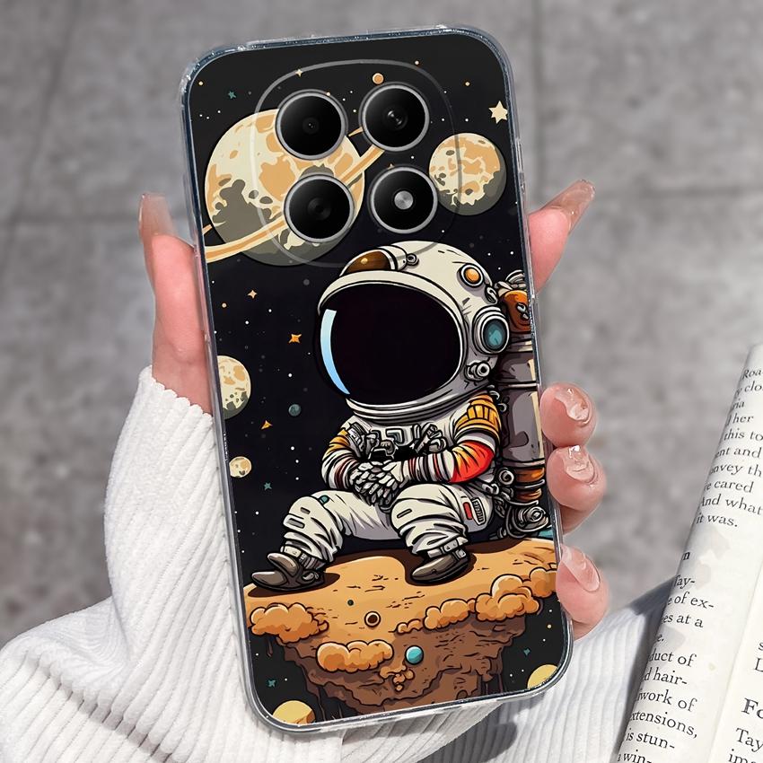 For Redmi Note 15 14 13 Pro Plus 5 5A 4 4X Phone Case Chinese Style Red-Crowned Crane Patterns Transparent TPU Shockproof Casing For Redmi Soft Covers