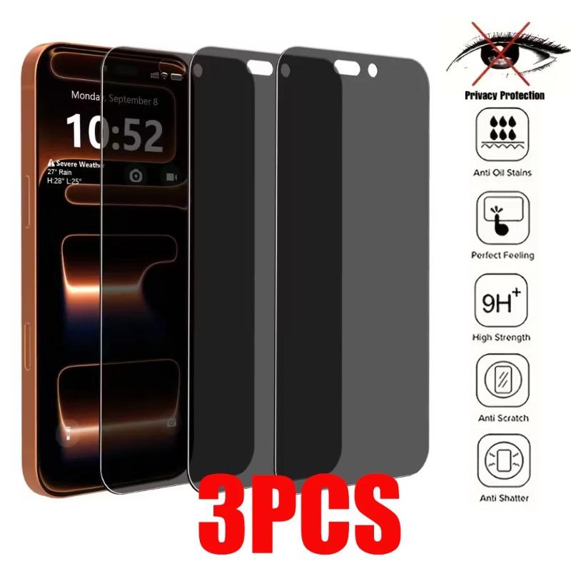 3pcs Anti-Spy Screen Protector For iPhone 17 Air 13 12 11 14 16 15 Pro Max XS Max X XR 6 7Plus SE Privacy Glass