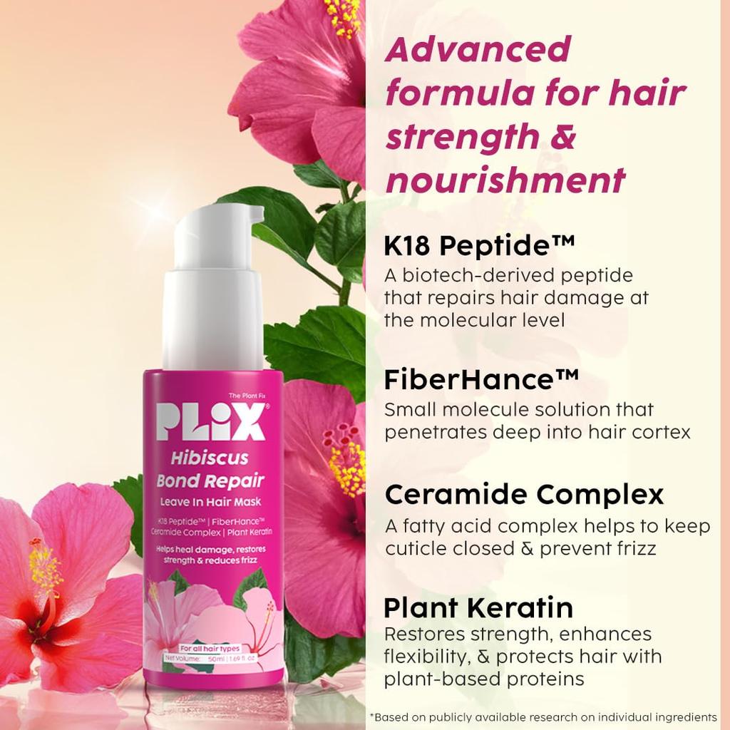 The Plant Fix Plix Hibiscus Bond Repair Leave-In Hair Mask 50g | Repairs, Reduces Frizz & Strengthens Hair
