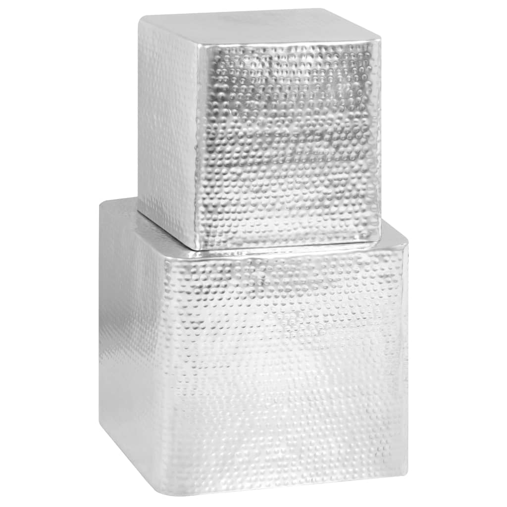 Coffee Tables 2 pcs Silver Aluminum