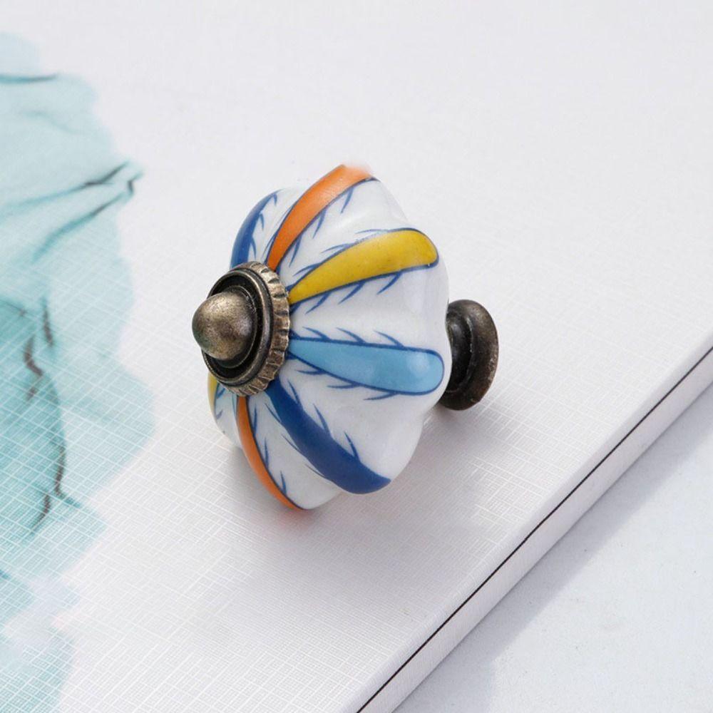 Керамика и сплавы Винтажная дверная ручка Разноцветная мебельная ручка-тыква для гардероба