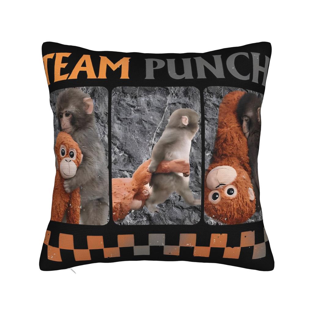 Decorative Pillow Cover Baby Punch Monkey, Viral Monkey Merch Chair Throw Pillow Case Cover Square Style Multiple Sizes