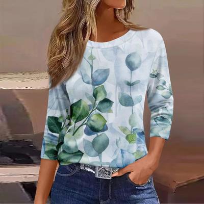 Весенняя мода свободная принтованная футболка женская повседневная круглая горловина длинные красивые топы женские модели 3d печать