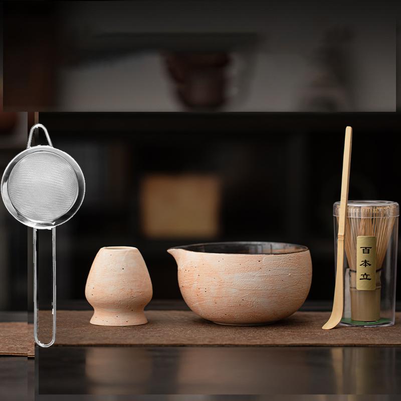 Винтажный японский набор для матча Power Yin Бамбуковый венчик Чайная ложка Керамическая чаша Традиционные чайные наборы Домашние инструменты для приготовления чая Аксессуары