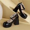 Fashion 2024 Women's Mary Jane Shoes for Women Super High Heels Double Buckle Lolita Shoes Pumps Elegant Ladies Patent Leather Wed Shoes