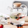 Heat-Resistant High Borosilicate Glass Teapot Large Clear Easy To Clean Office Home Tool Wooden Lid Water Container Heate