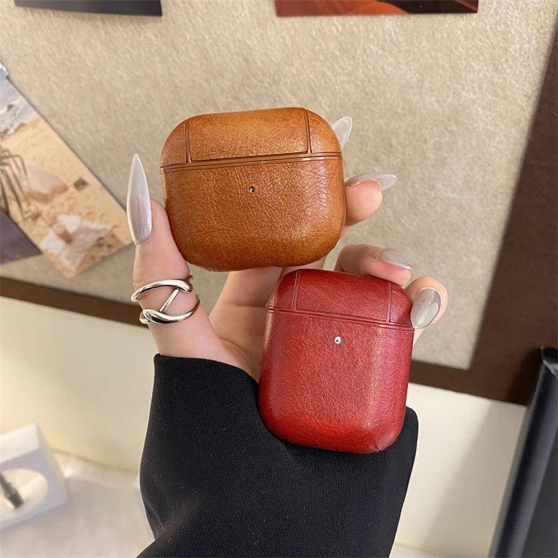 Чехол для наушников из искусственной кожи для Apple AirPods 1/2/3/4/Pro/Pro2, винтажный кожаный, креативный, устойчивый к падениям, с пластиковым крючком, интегрированные чехлы для Airpods