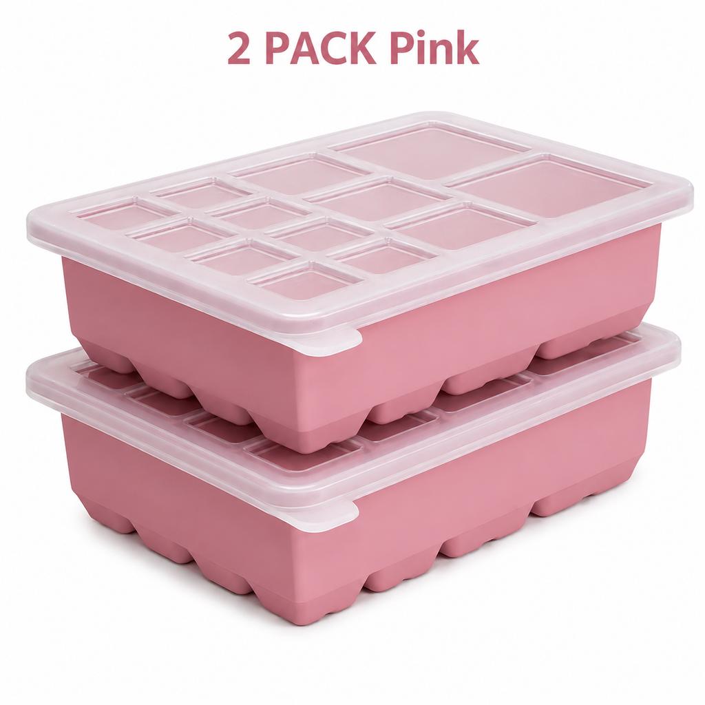 Multi Size Silicone Ice Cube Tray With Lid 13 Cavity Stackable Ice Maker Mold For Whiskey Cocktail And Fruit Drinks