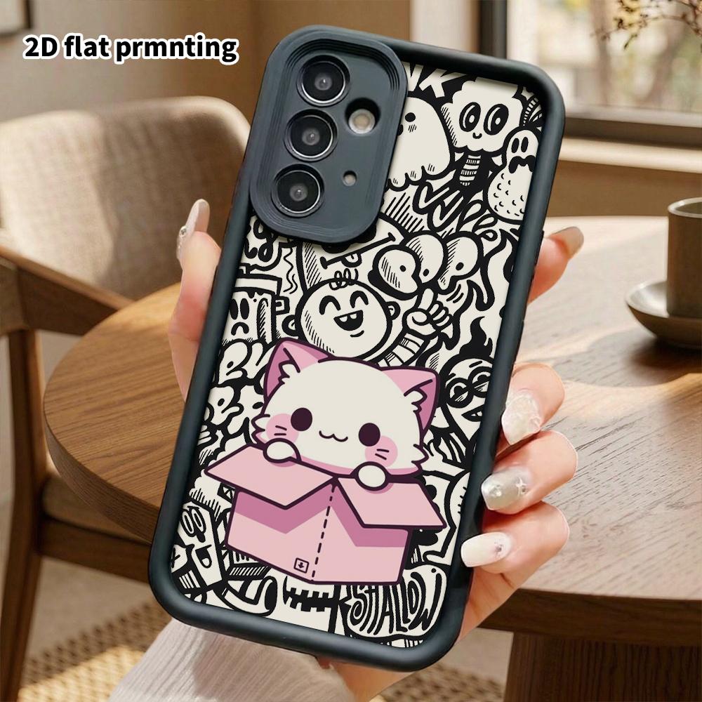 Чехол для телефона: 2D Плоский Защитный Чехол для Samsung Galaxy A34 A35 M05 M06 S20 S22 S21 FE Plus 5G, Мультяшный Котенок, Рождественский и Хэллоуинский Подарок