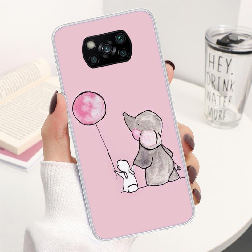 Мультяшный розовый чехол-слон для Xiaomi Poco X3 Nfc X5 X6 X7 Pro F7 Ultra F6 F5 F4 M6 M5S X4 GT M4 M3 F3 Мягкая защитная крышка Po
