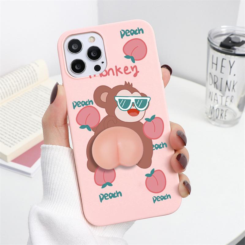 Мягкий чехол для телефона с 3D милыми животными в виде ягодиц для iPhone 11 12 13 Pro Max XS 7 6 Samsung A40 A32 A02 S22 Xiaomi Redmi 9T Huawei P30 vivo Y52s Soft Funda