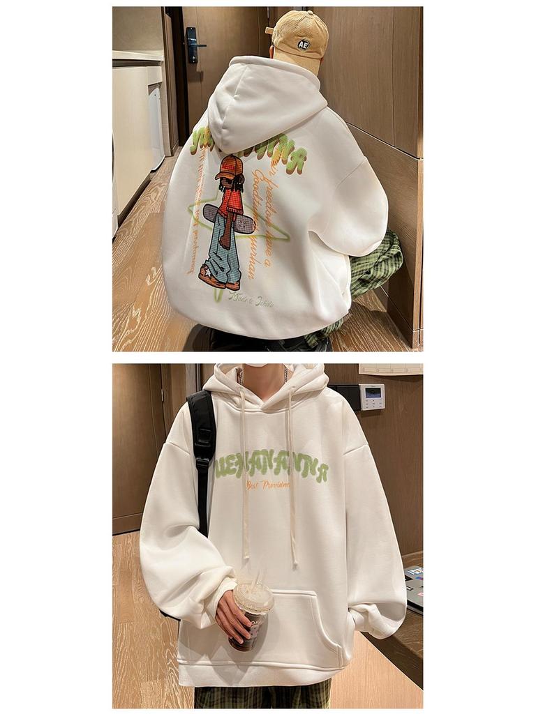 Boys' Oversized American Hip-Hop Hoodie with Plush Lining – Trendy Autumn/Winter Jacket