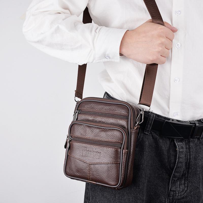 Men's Genuine Leather Crossbody Shoulder Bags Tote Business Man Messenger Bag Leather Bags fanny pack