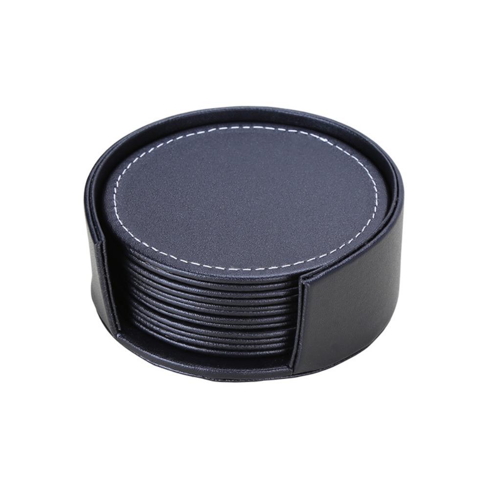 6Pcs Holiday Gift Heat-resistant Leather Coaster Business Luxury Tea/Coffee Cup Pad Non-slip with Base Insulation Mat Party